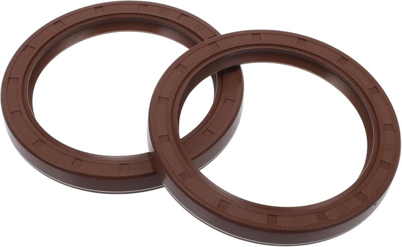 VekAuto Universal Oil Seal TC Double Lip W Steel Spring Seal Ring Rotary Shaft Seal 70x90x10mm High Pressure FKM Rubber Brown 2 Pcs - Image 1